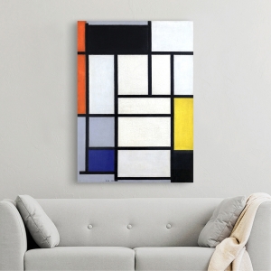 Wall Art Print and Canvas. Mondrian, Composition with red, black..