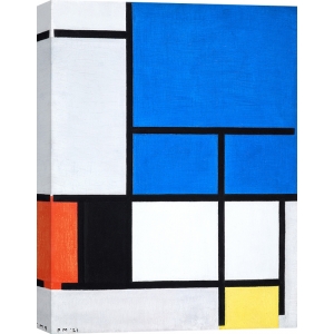 Wall Art Print and Canvas. Mondrian, Composition with large blue