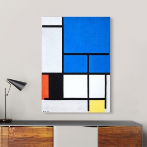 Quadro, stampa su tela, poster. Mondrian, Composition, large blue