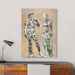 Modern Wall Art Print and Canvas. Tattoo Venus and David Statue