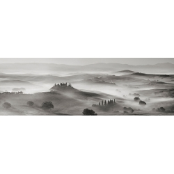 Wall Art Print, Canvas. Landscape Photo.Tuscany Panorama (BW)