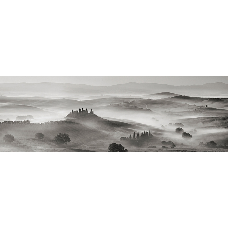 Cuadro de naturaleza en canvas. Panorama Toscana, BW