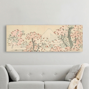 Cuadro japones en canvas. Hokusai, Monte Fuji y cerezos en flor