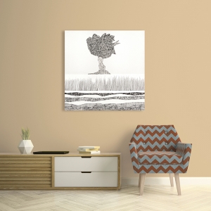 Black and White Wall Art Print and Canvas. Modern landscape I