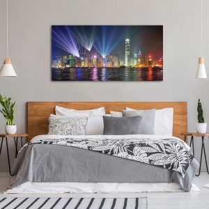 Wall art print and canvas. Symphony of lights, Hong Kong