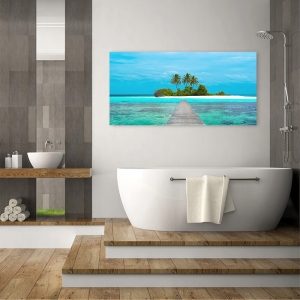 Wall art print and canvas. Pangea Images, Jetty and Maldivian island