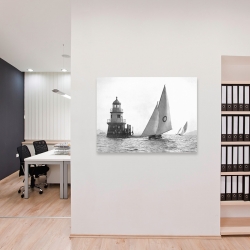 Wall art print and canvas. Sloop and Channel Pile Light on Sydney Harbour