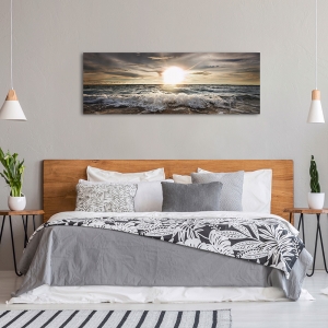 Wall art print and canvas. Niels Busch, Sun shining over rocky waves