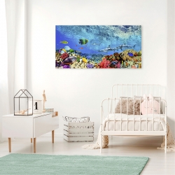 Wall art print and canvas. Pangea Images, Reef Sharks and fish, Indian Sea