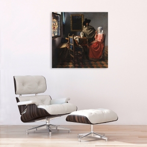 Wall art print, canvas, poster. Jan Vermeer, The Wine Glass