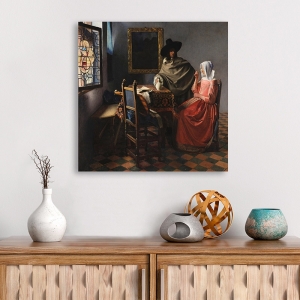 Tableau sur toile, poster et affiche. Jan Vermeer, Le verre de vin
