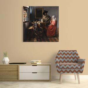 Wall art print, canvas, poster. Jan Vermeer, The Wine Glass