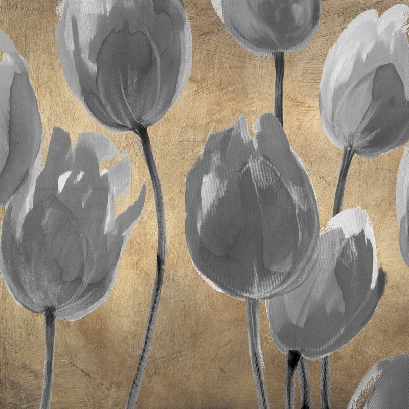 Quadro, stampa su tela. Luca Villa, Tulipani moderni grigi I