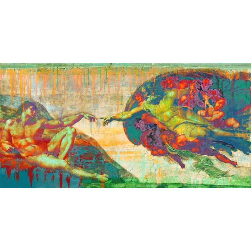 Pop art print, canvas, poster. Michelangelo's Creation of Adam 2.0