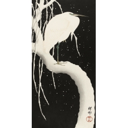 Japanese art print, poster. Ohara Koson, Heron in snow