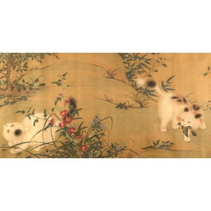 Cuadros japonese en lienzo y poster.  Juego de primavera en un jardín