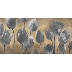Quadro, stampa su tela. Luca Villa, Tulipani moderni grigi