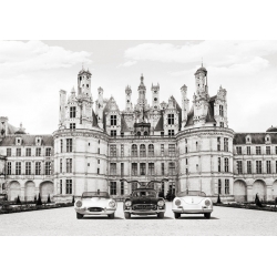 Tableau avec photo voiture. Vintage Roadsters at French Castle