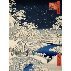Quadro, stampa giapponese. Ando Hiroshige, Ponte in pietra a Meguro