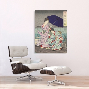 Japanese art print, canvas, poster. Chikanobu, Between the banks II
