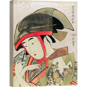 Japanese art print, poster. Utamaro Kitagawa, Woman holding fan