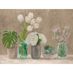 Flower wall art print. Thomlinson,  Spring Arrangement I (neutral)