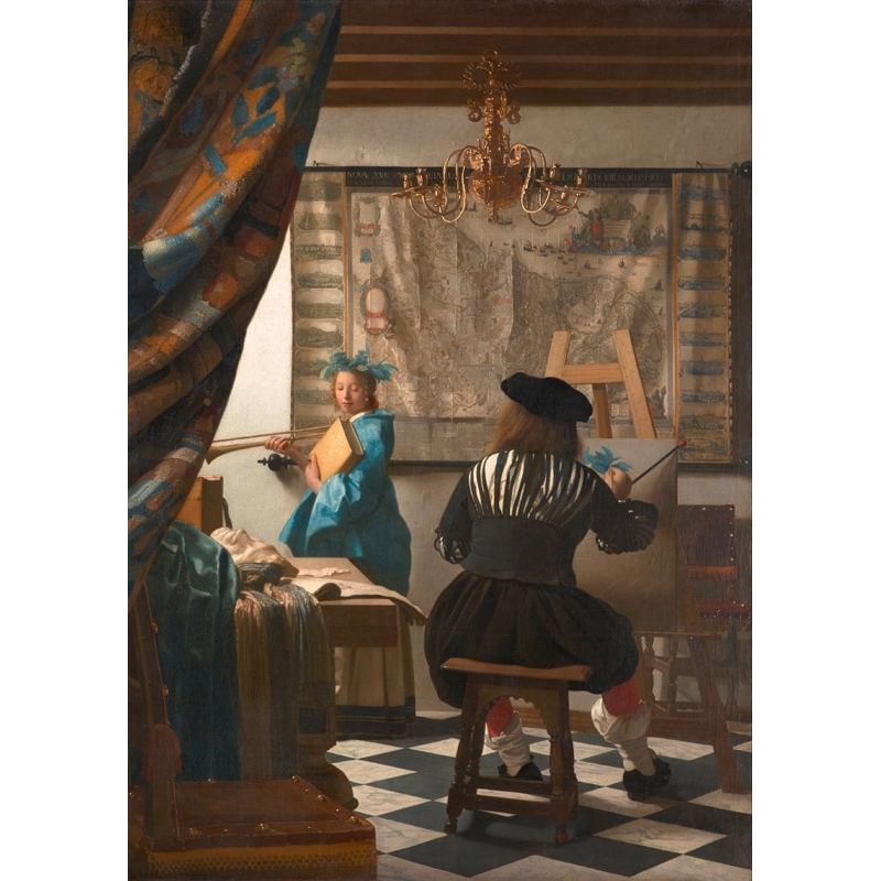 Quadro, stampa su tela. Jan Vermeer, L'Arte della Pittura