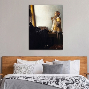 Tableau sur toile, affiche. Jan Vermeer, la Dame au collier de perles
