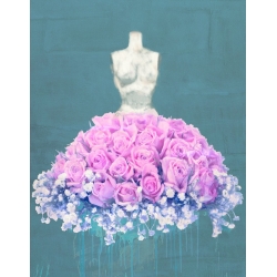 Quadro fashion su tela. Kelly Parr, Dressed in Flowers II Blue