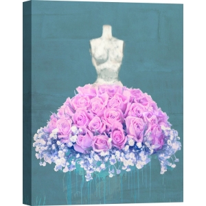 Cuadros flores modernos en lienzo. Kelly Parr, Dressed in Flowers II (Ocean Blue)