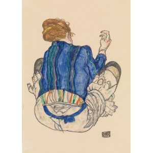 Tableau et affiche. Dessin Egon Schiele, Femme assise, vue de dos