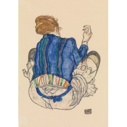 Wall art print, canvas, poster. Egon Schiele, Seated Woman, Back View