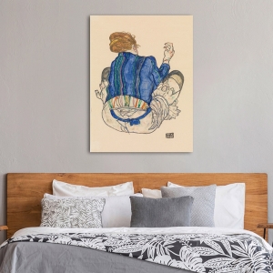 Tableau et affiche. Dessin Egon Schiele, Femme assise, vue de dos