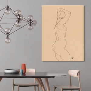 Cuadros en lienzo y poster. Egon Schiele, Standing Nude, Facing Right