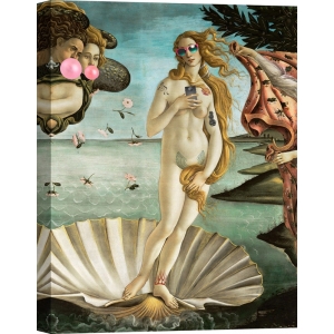 Quadro moderno Venere di Botticelli con chewing gum, stampa su tela