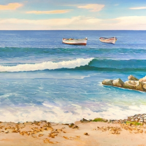 Cuadro de mar en lienzo y poster. Adriano Galasso, En el mar, detalle