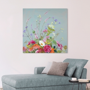 Flower wall art print, canvas. Nel Whatmore, Marguerite and Verbena