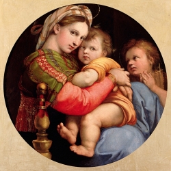 Cuadro religioso en lienzo. Rafael, Madonna de la Silla