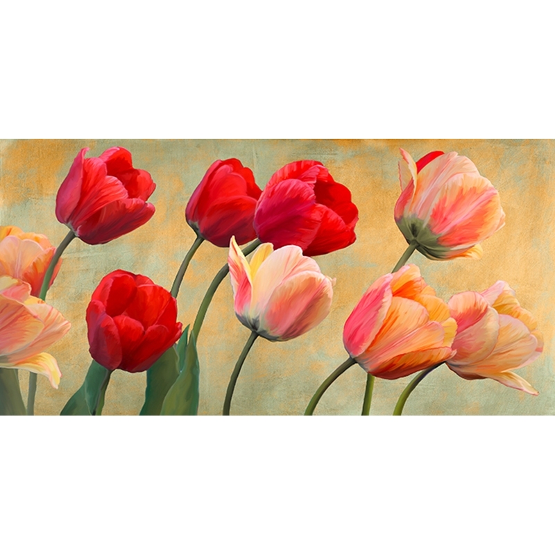 Wall art print and canvas. Luca Villa, Golden Tulips