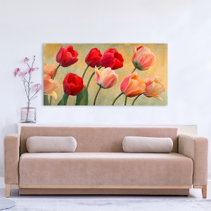 Wall art print and canvas. Luca Villa, Golden Tulips