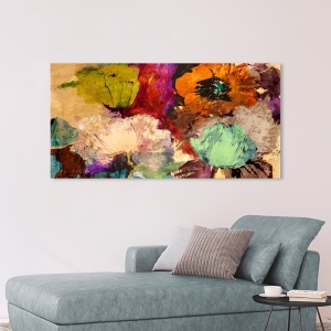 Tableau fleur moderne sur toile. Jim Stone, Floating Flowers, détail