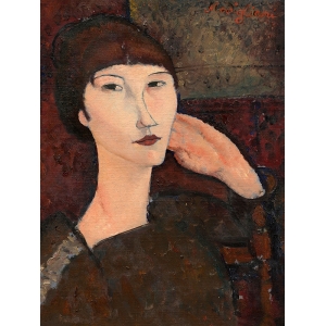 Tableau sur toile Amedeo Modigliani, Adrienne, femme avec frange