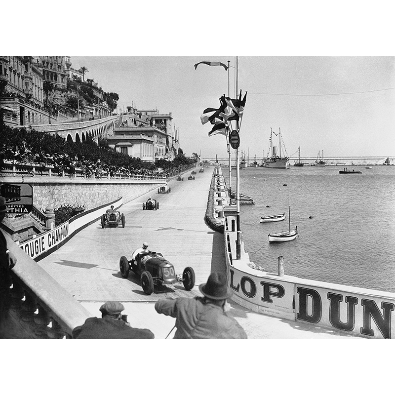 Kunstdruck Schwarz-Weiß-Fotos. Großer Preis von Monaco 1931