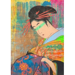 Modern japanese print, canvas. Eric Chestier, Hommage to Kitagawa