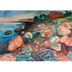 Quadro, stampa su tela. Edvard Munch, Shore with Red House