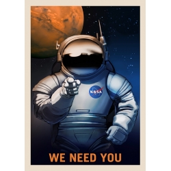 NASA poster. Space art print and high quality canvas. We need you
