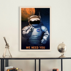 NASA poster. Space art print and high quality canvas. We need you
