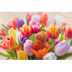 Tableau fleur moderne sur toile. Luca Villa, Tulipes d'été