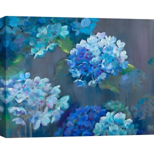 Quadro con fiori, stampa su tela. Nel Whatmore, Ortensie in blu