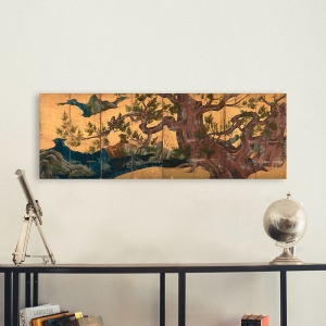 Japanese wall art print, and canvas. Kano Eitoku, Cypress Trees